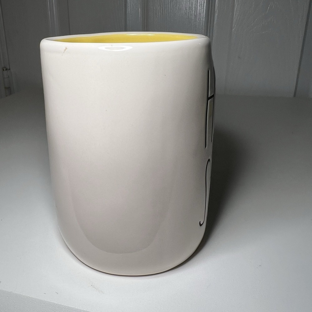 Rae Dunn "HELLO SPRING" Ivory Mug with Yellow Interior Large Letters Brand New - Picture 5 of 9